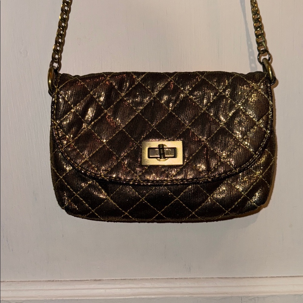 Target Gold Quilted Crossbody Bag with Chain